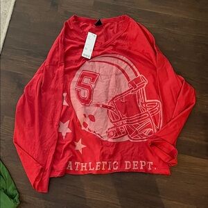 Urban Outfitters Red Graphic Long Sleeve Tee